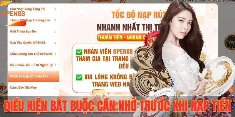 Những điều kiện bắt buộc cần nhớ trước khi nạp tiền