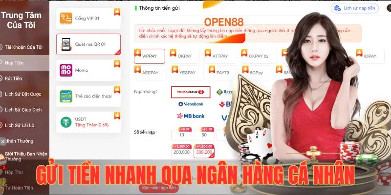 Phương thức gửi tiền nhanh qua ngân hàng cá nhân